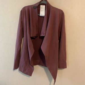 Comfortable Mauve High Neck Sweater Jacket